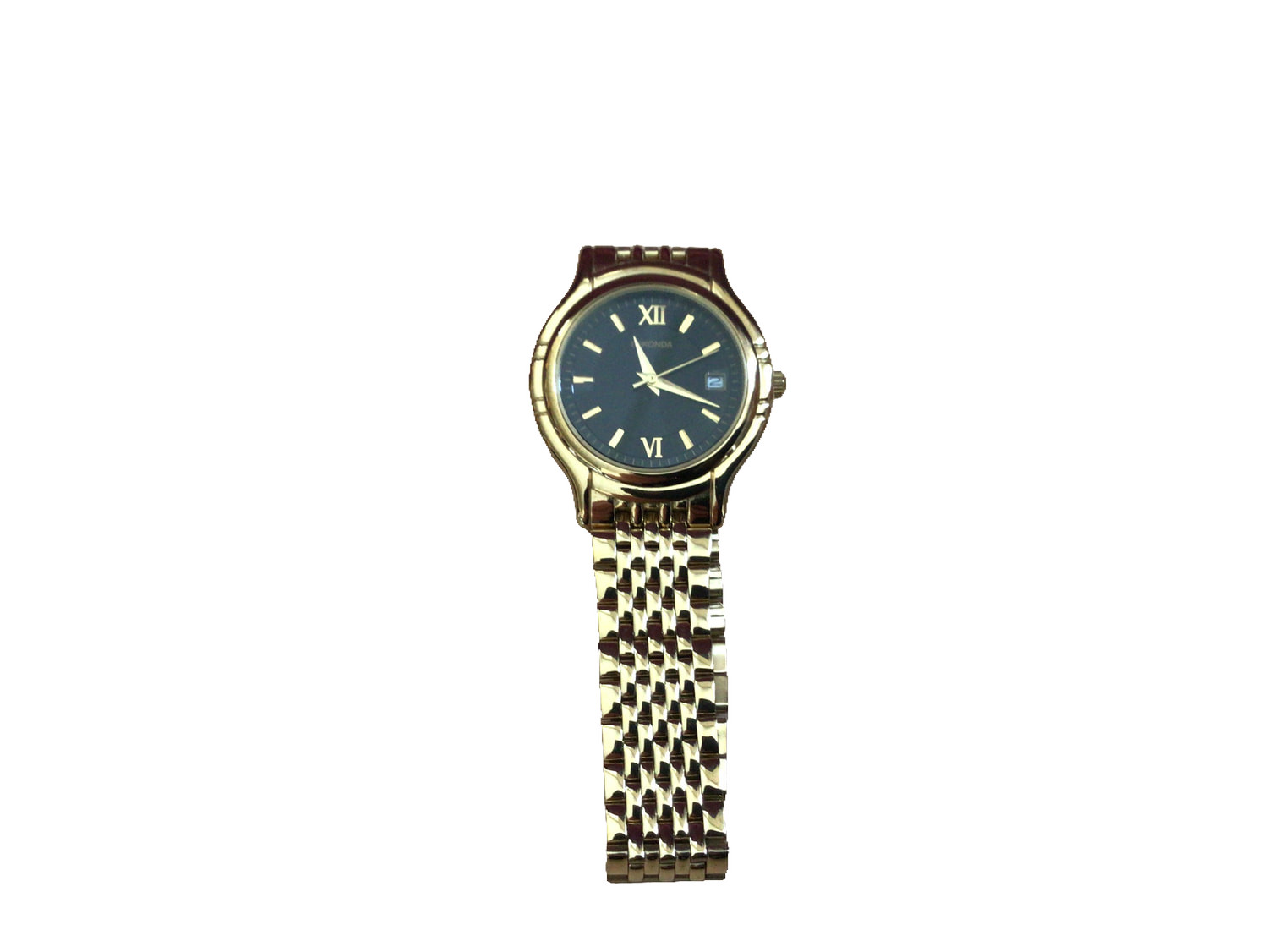 Sekonda Watch Gold Black Dial Roman Numeral Analogue Date Bracelet Box