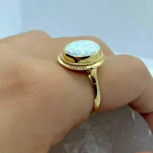 Natural Fire Opal 3.00Ct Oval Solitaire Engagement Ring 14K Yellow Gold Plated
