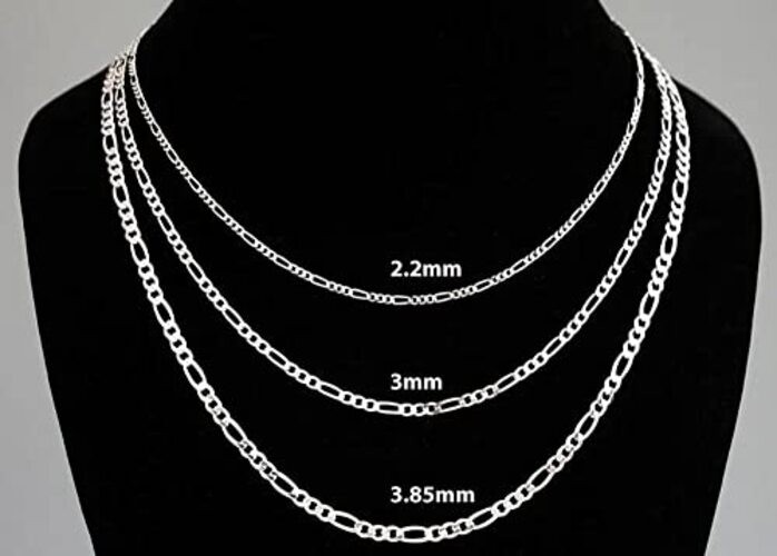 Verona Jewelers 925 Sterling Silver 3.5MM – 8MM Figaro Link Chain Necklace –