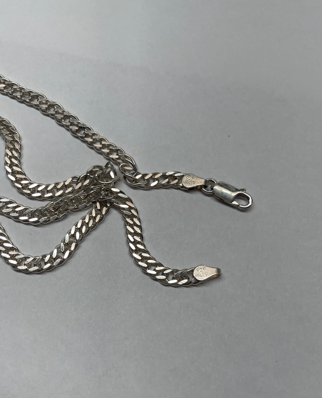 Italy 925 Sterling Silver Double Curb Cuban Chain Necklace 24” 17.7g