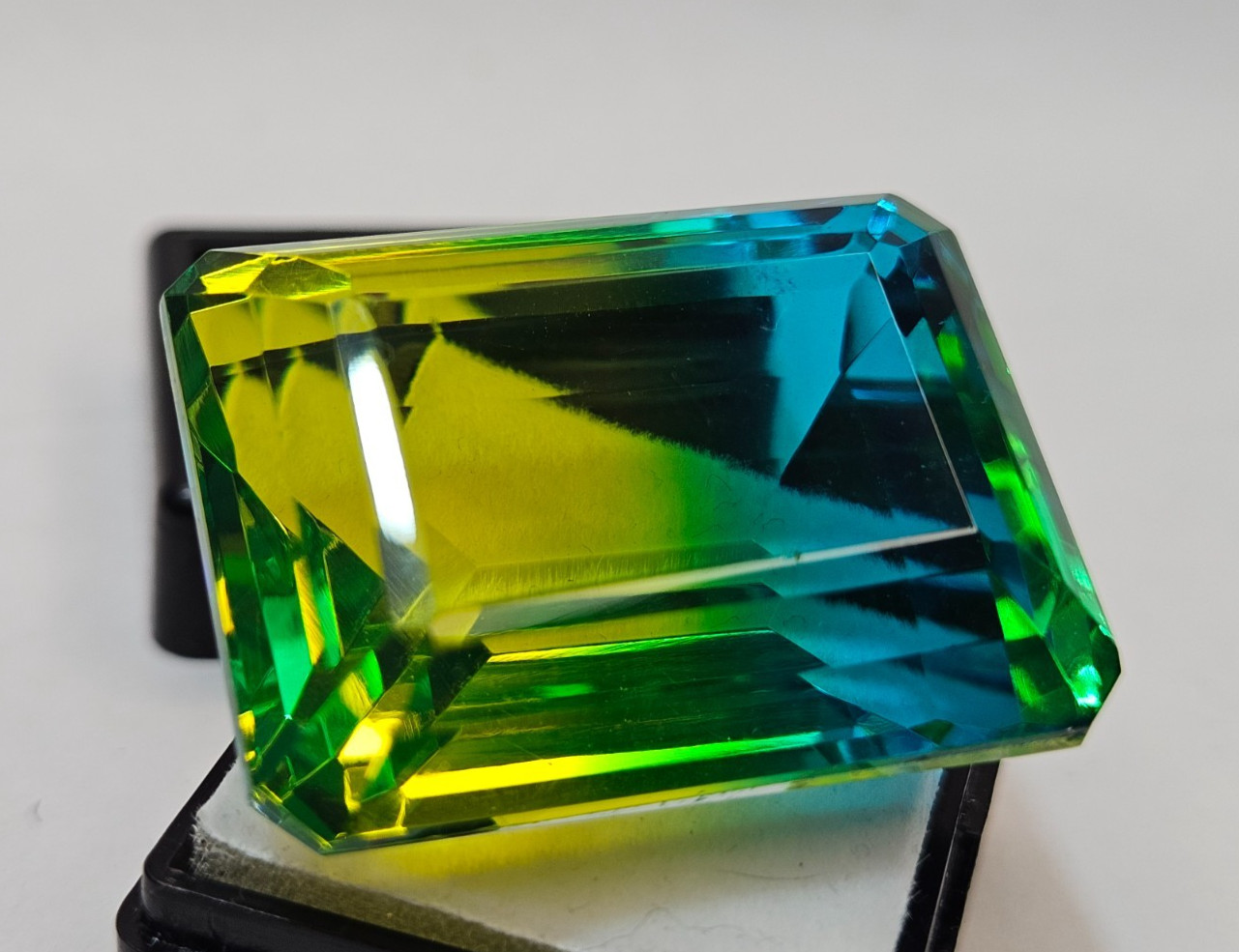 Tourmaline Bi-Colour Emerald Cut 109 Ct Natural Loose Certified Gemstone FR-469