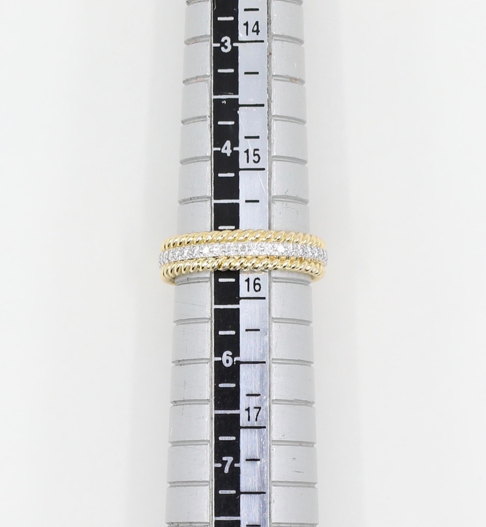 Tiffany & Co. Schlumberger Rope Two-Row Diamond Ring Gold & PT Sz 5 and 6.5