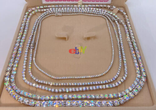 2-6.5mm 16-24″ VVS1 D Moissanite Tennis Chain Necklace 925 Silver Passes Tester