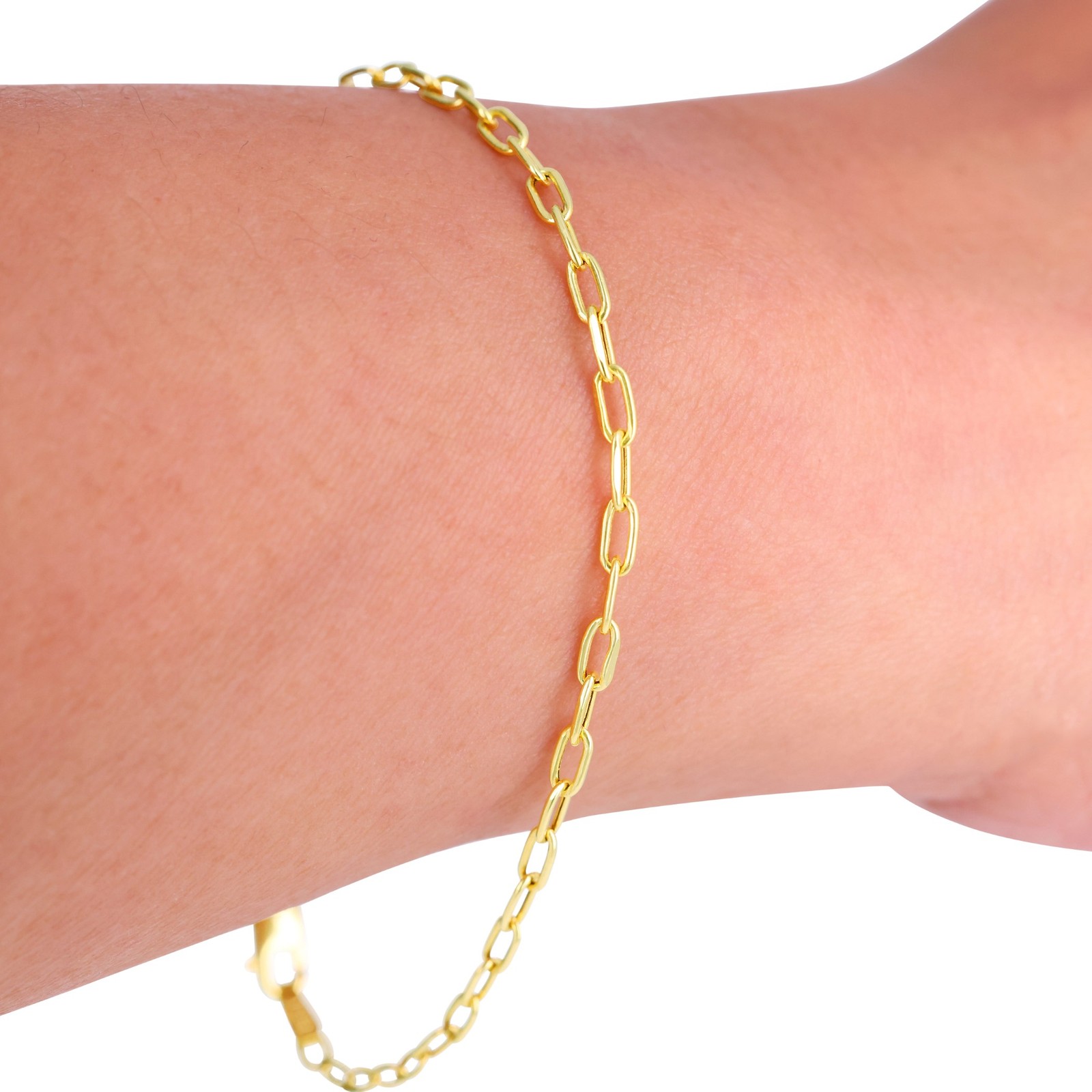10k Yellow Gold Paperclip 2mm-7mm Chain Cable Rolo Bracelet Mens Womens 7″ – 8″