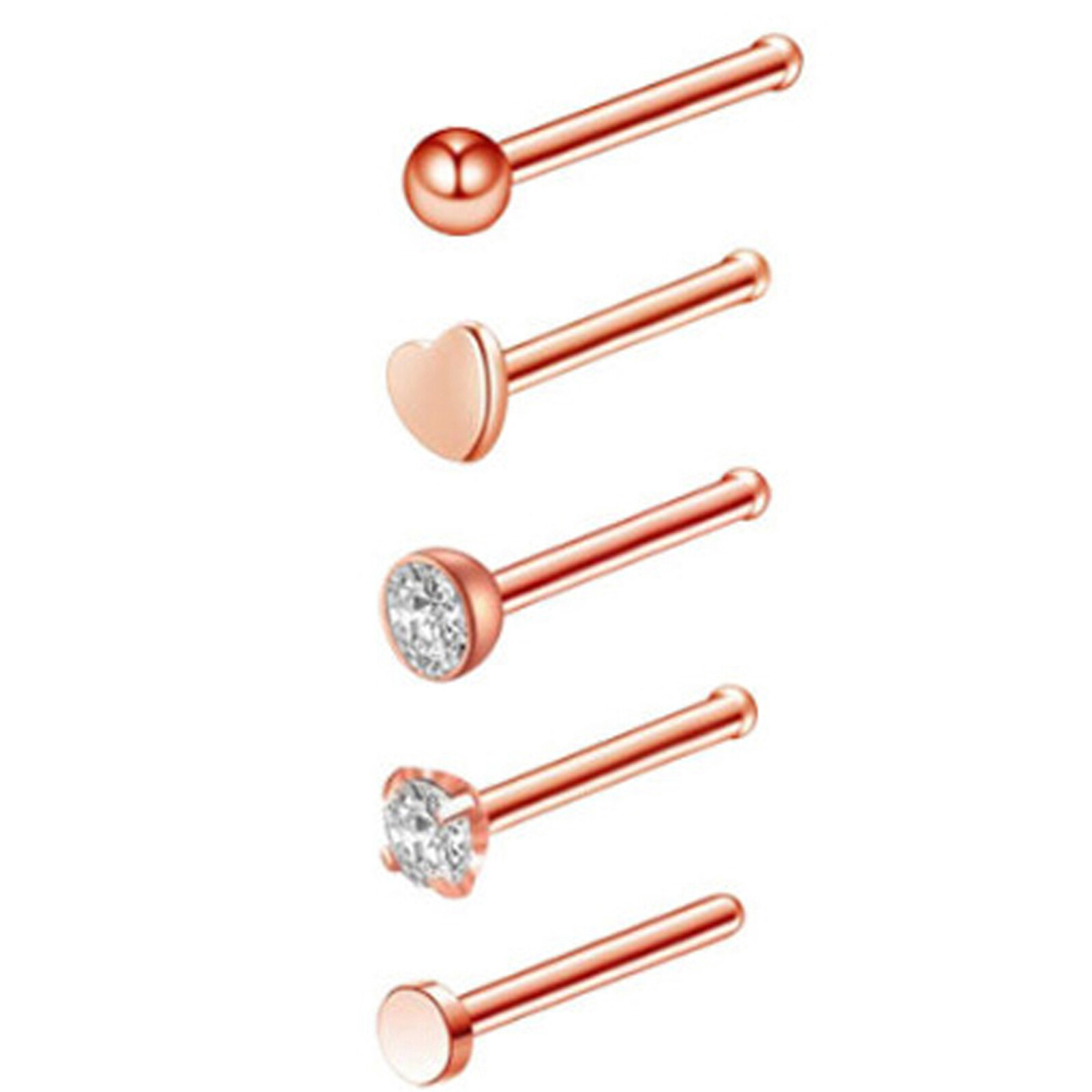 5PCS 20G Tiny Nose Studs Surgical Steel Nose Screw L Shape Bone Studs Rings