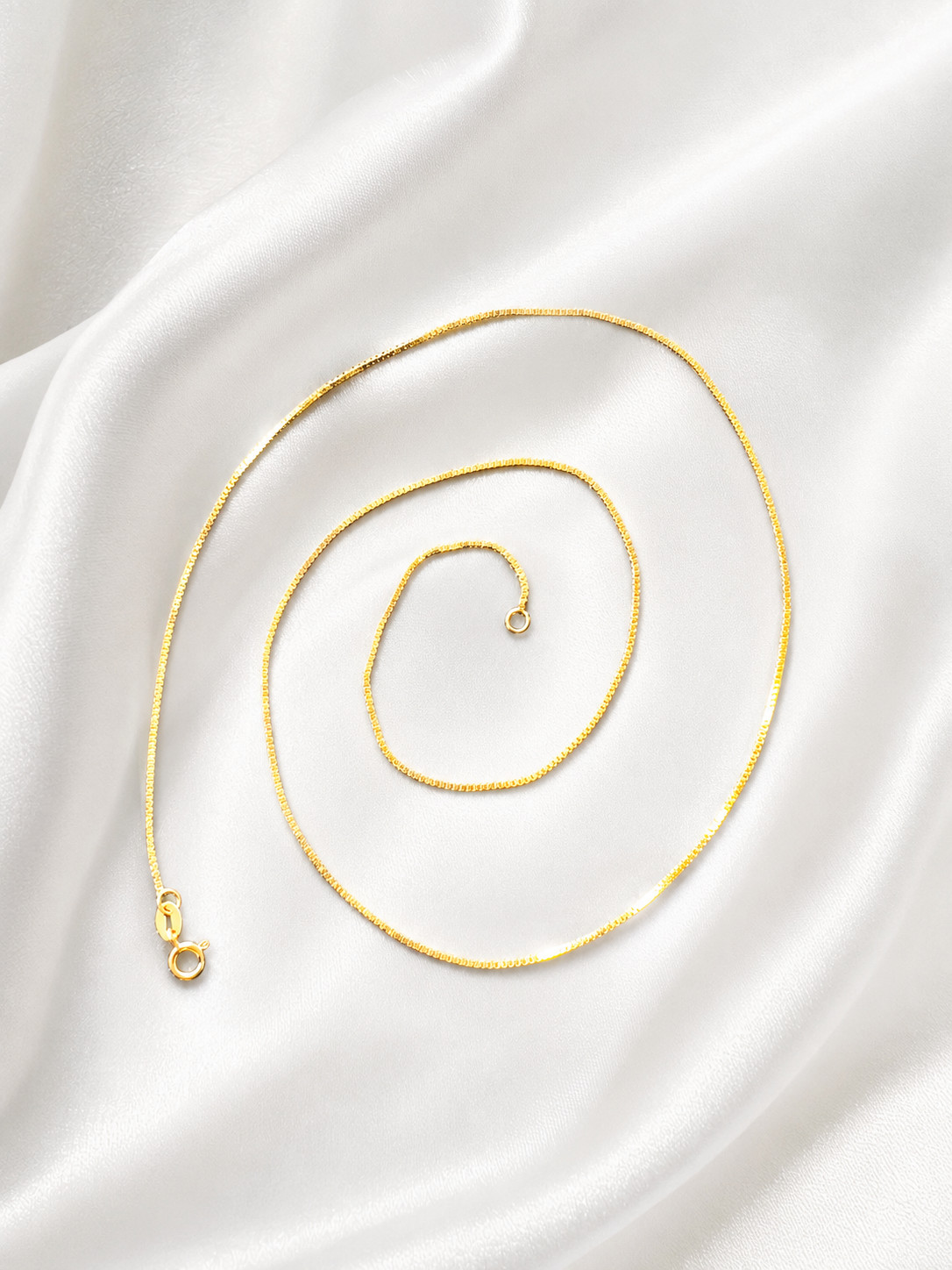 14K Yellow Gold Italian Box Chain Necklace 18″ 1mm 2.12g Never Worn