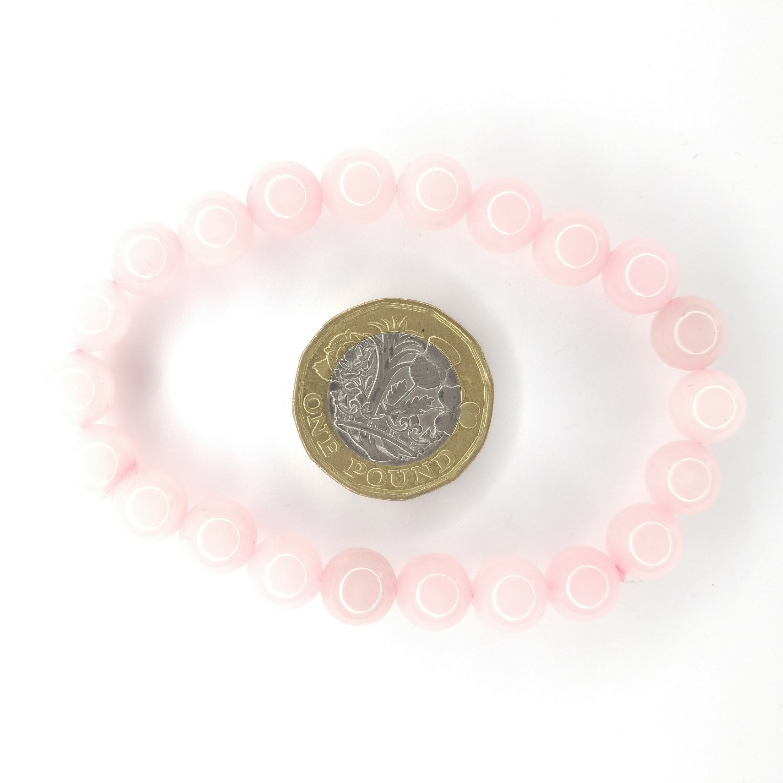 Natural Gemstone Elastic Cord Bracelet Rose Quartz 8mm Pink Christmas Gift 009