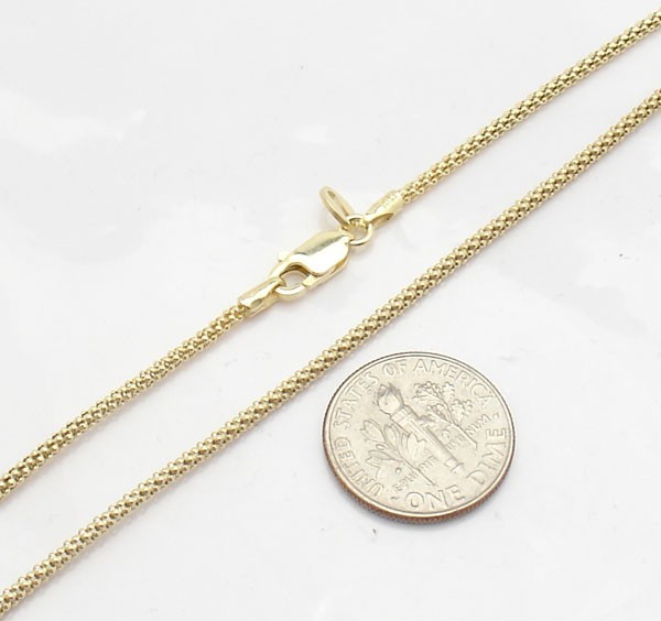 Technibond Popcorn Coreana Chain Necklace 14K Yellow Gold Plated 925 Silver