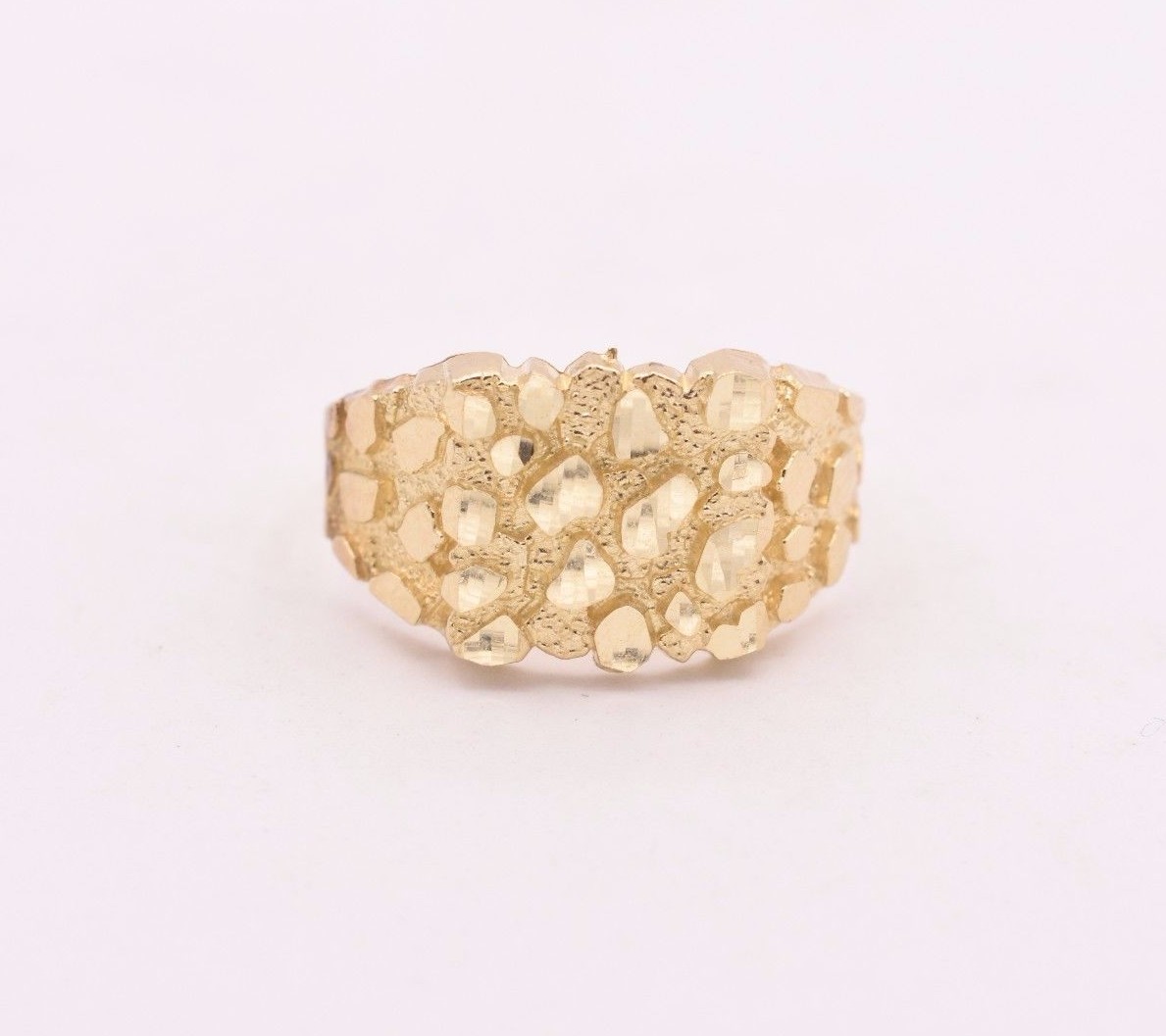 Mens Medium Nugget Square Ring Real Solid 10K Yellow Gold ALL SIZES