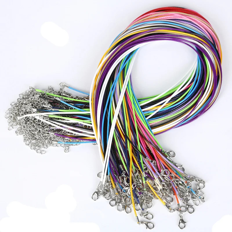 Leather Cord Necklace 2mm Wax Rope Chain Lobster Clasp 45cm Jewelry 5PCS