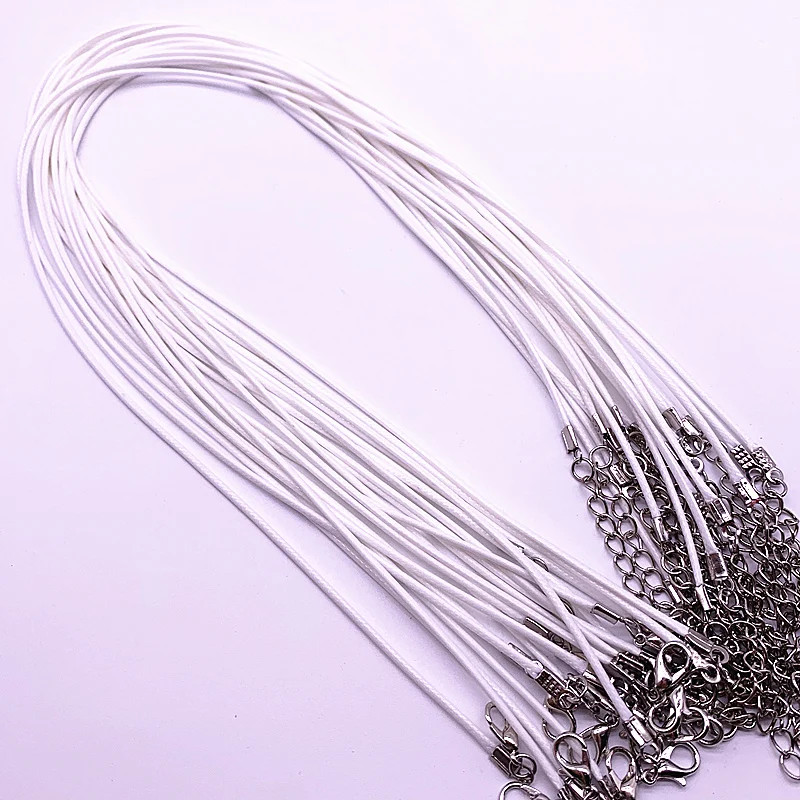 Leather Cord Necklace 2mm Wax Rope Chain Lobster Clasp 45cm Jewelry 5PCS