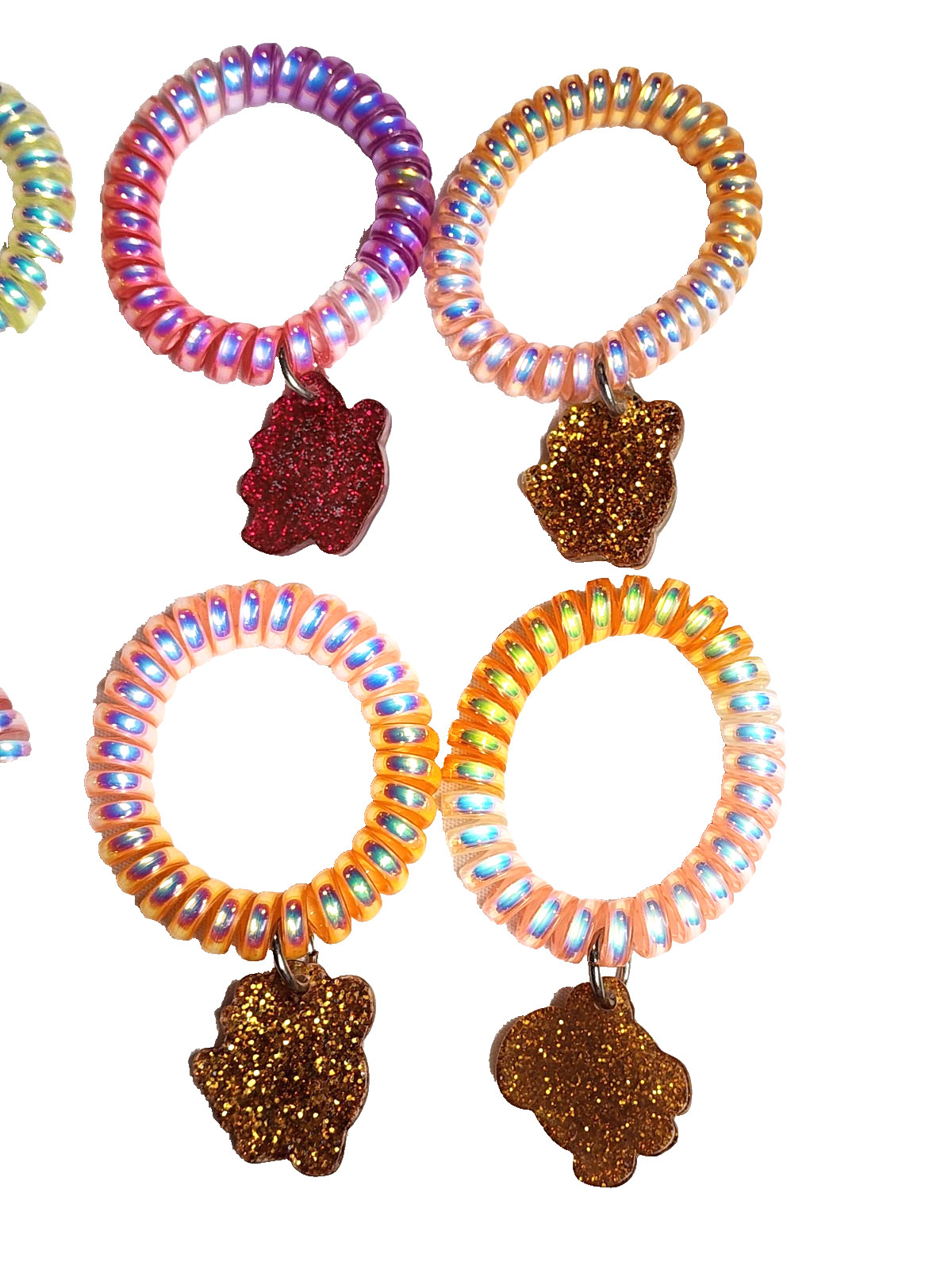 Rainbocorn Multicolor Elastic Stretch Coil Cord Charm Bracelets Lot 7 Unicorn