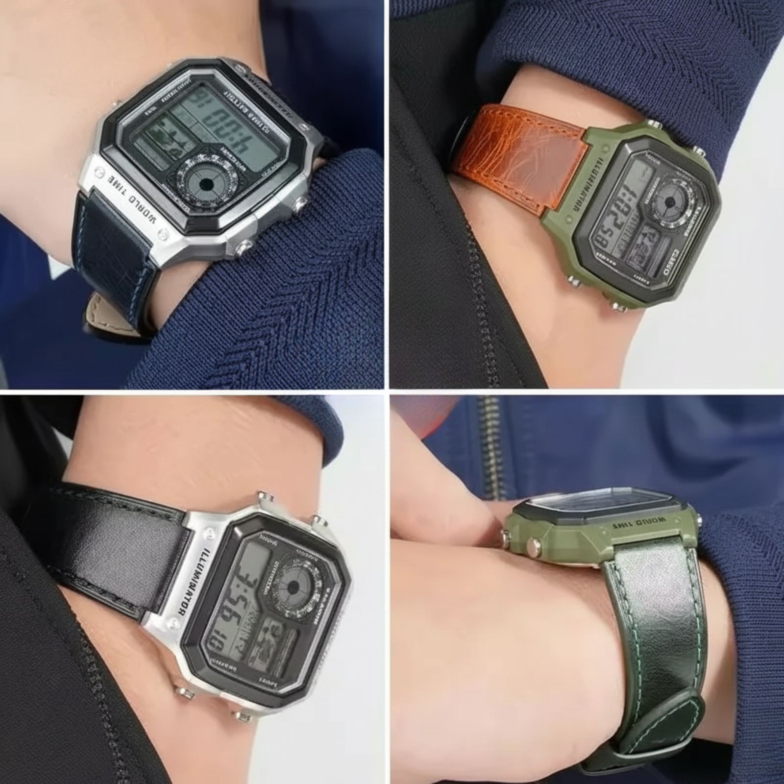 Retro 100% Genuine Leather Watchband For Casio AE1200 AE1300 A158W A168 W216H