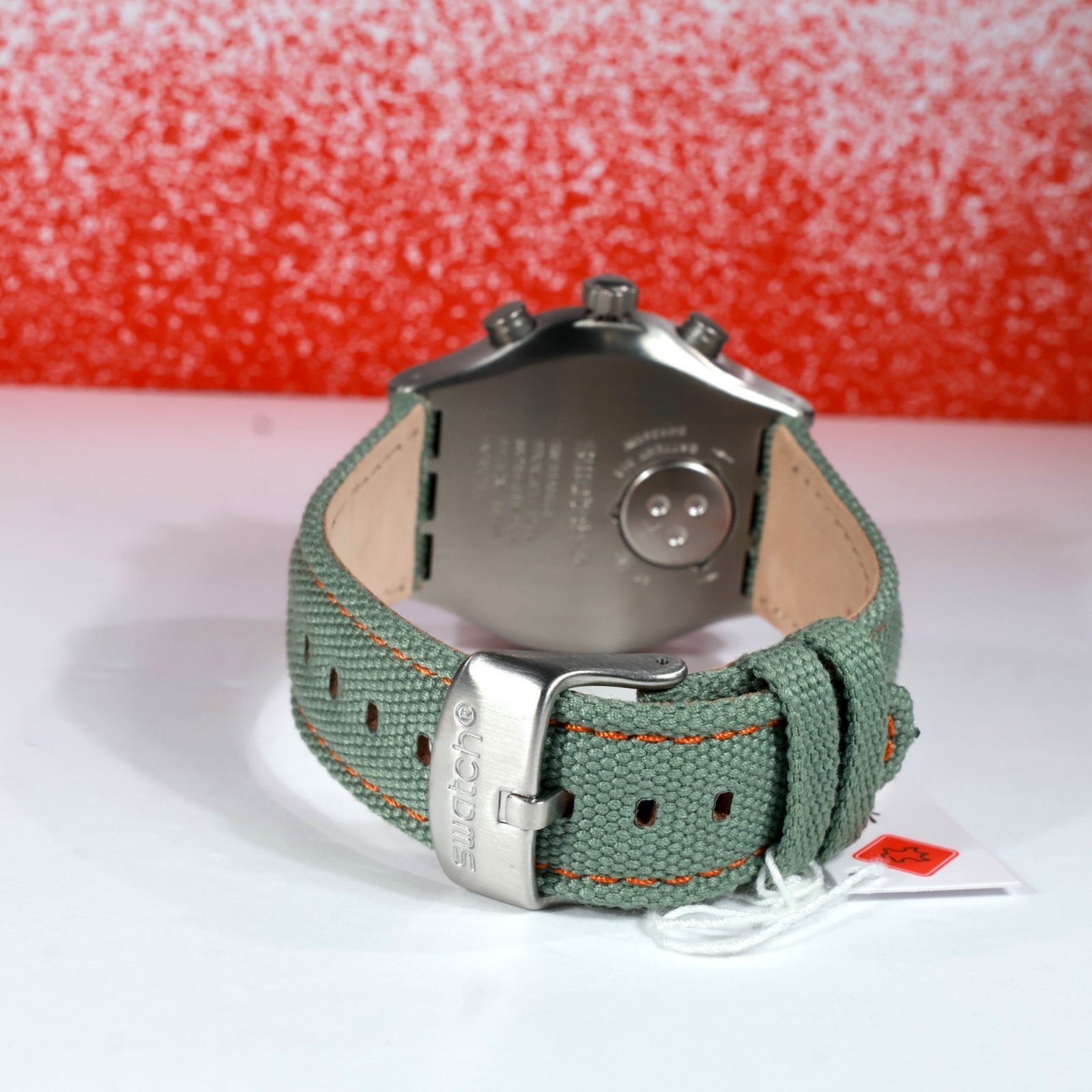 NEW SWATCH SWISS MADE L’HEURE DU MARAIS WATCH YVS402 43MM Green Orange Black