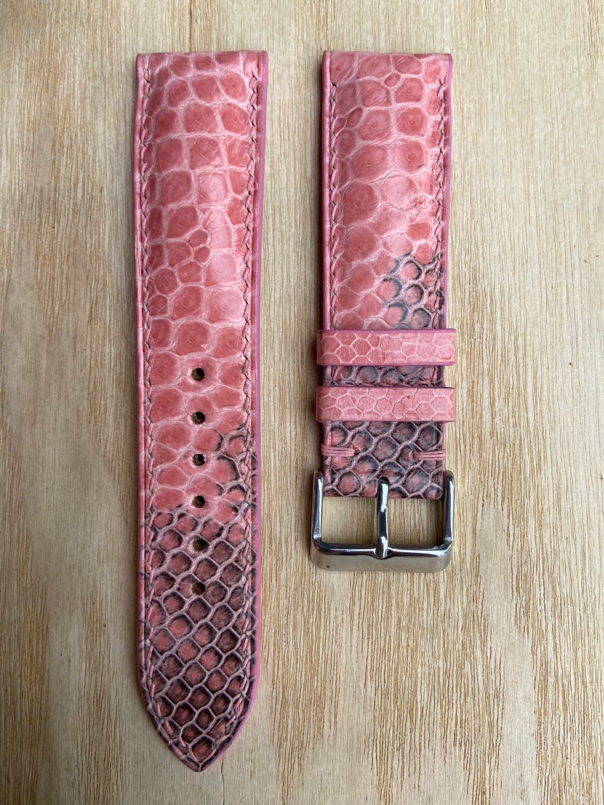 Pink Snake Leather Watch Strap Band, Size 16mm 18mm 20mm 21mm 22mm 24mm 26mm