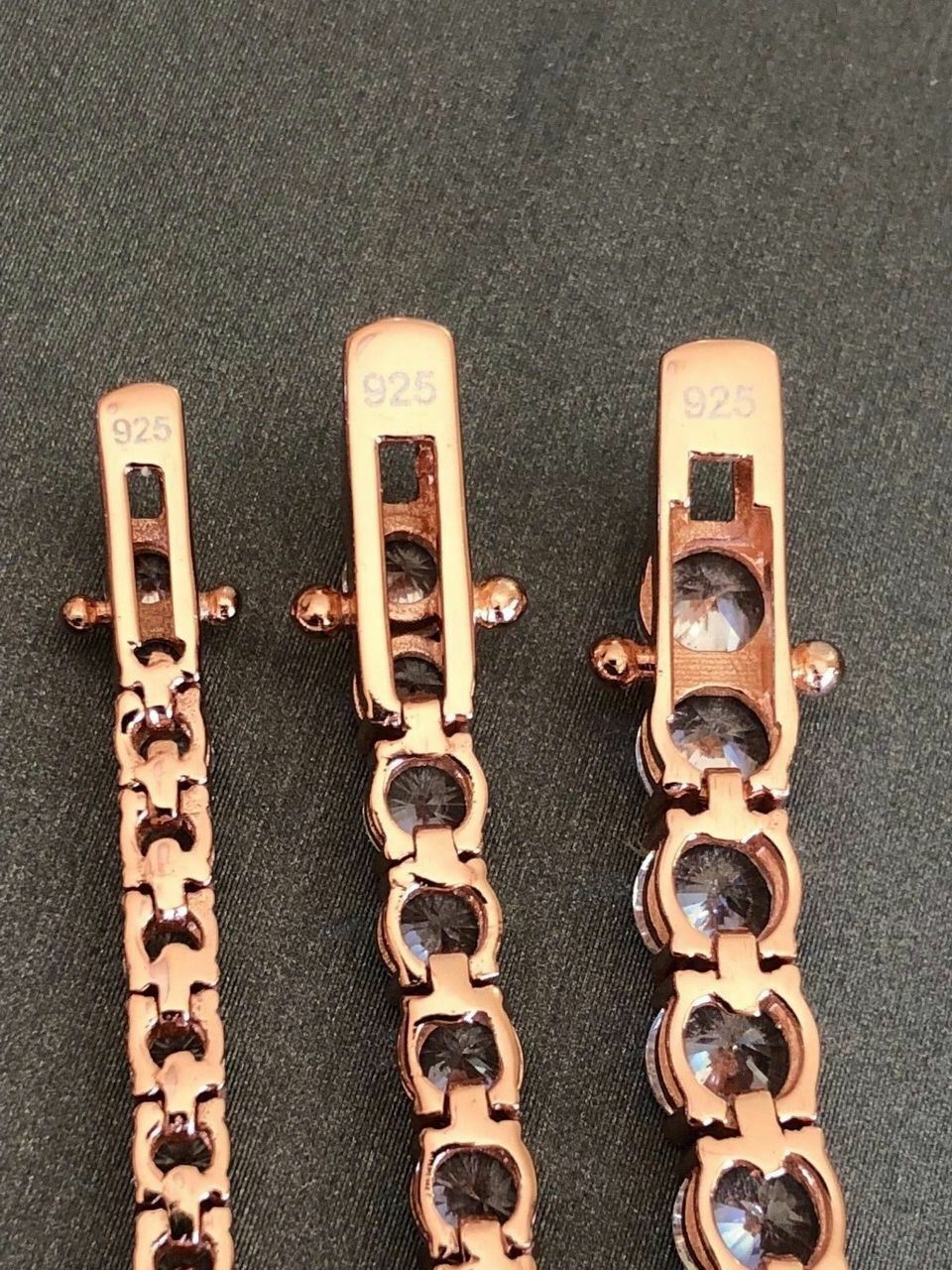 Tennis Bracelet Rose Gold Plated SOLID 925 Sterling Silver ITALY CZ Iced 3-5mm