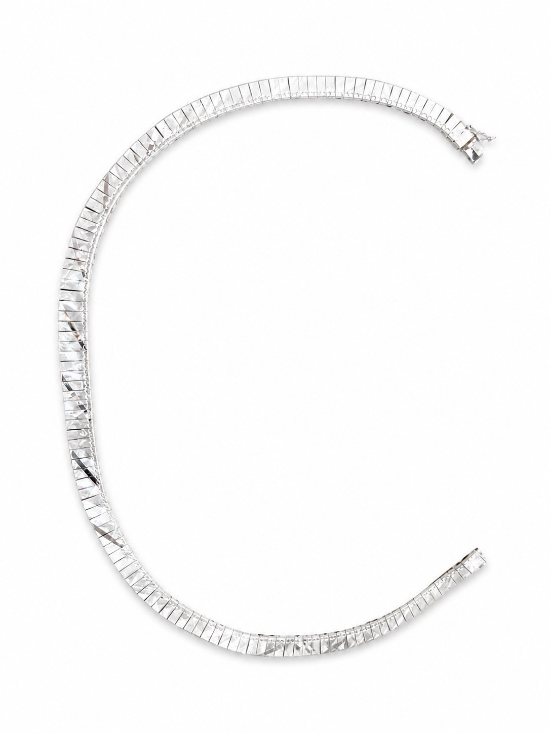 925 Italy Sterling Silver 16” Geometric Herringbone Necklace ACI Maker 4.65g
