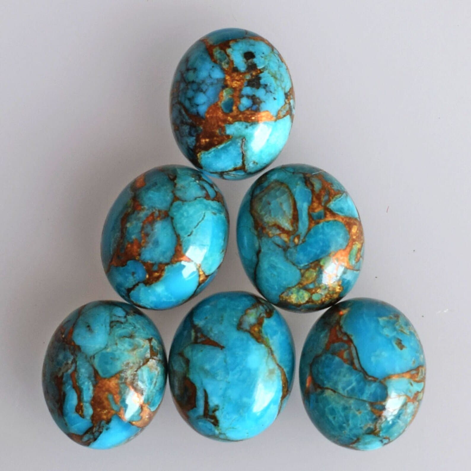 Blue Copper Turquoise Oval Cabochon Loose Gemstone Wholesale Lot