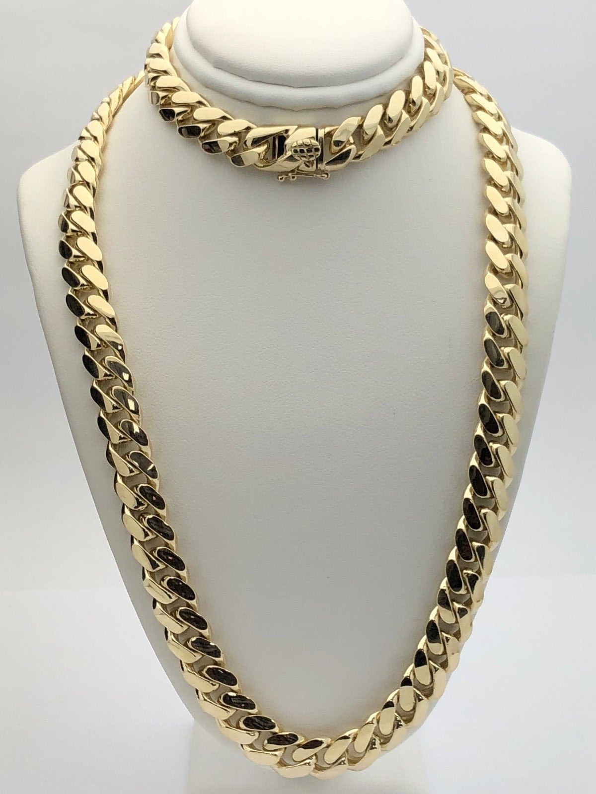 Men’s 10k Yellow Gold Solid Heavy Miami Cuban Link Chain Necklace 22″ 10mm 143g
