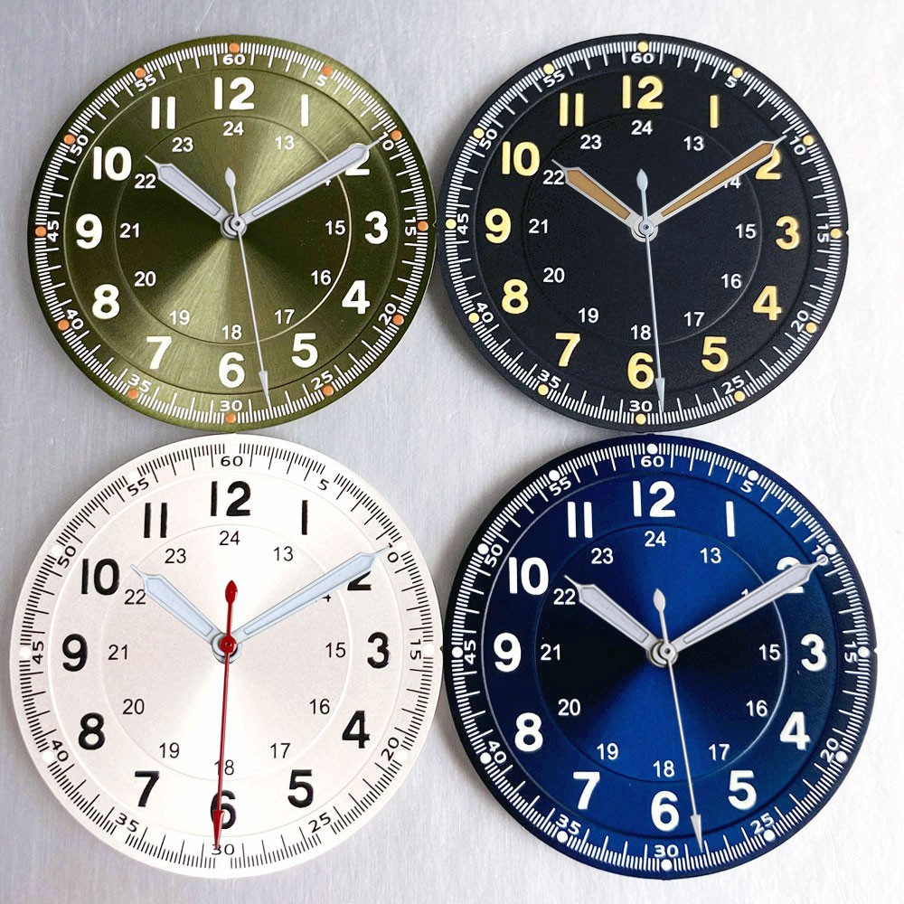 33.5mm Black Silver Blue Watch Dial Hand Set Luminous Fit NH35 NH36 Miyota 8215