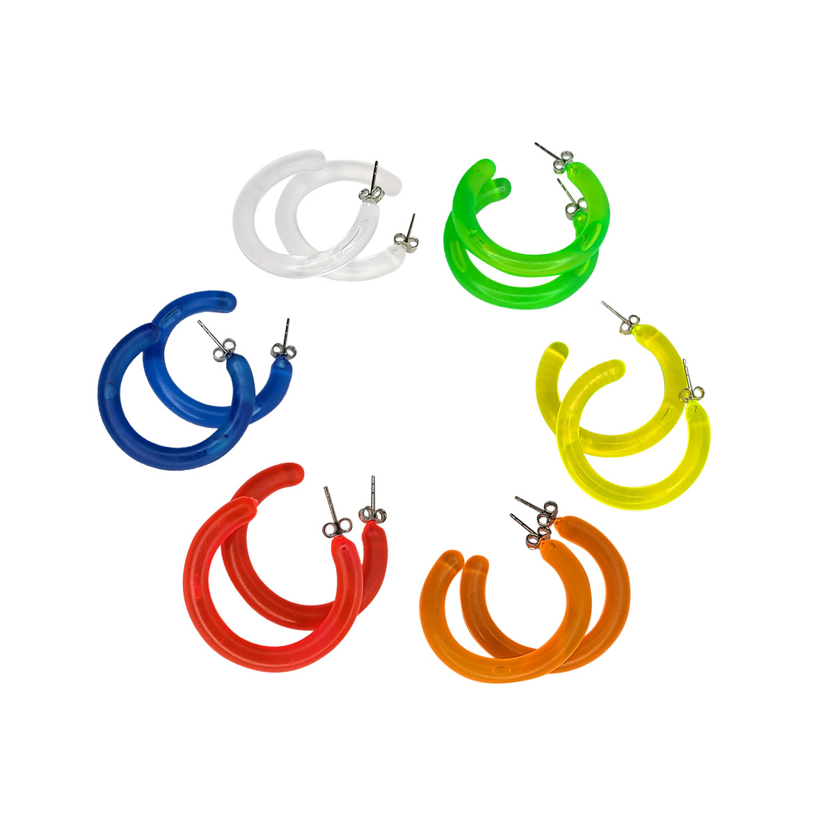 Neon Acrylic Rave UV Hoop Earrings Sold as a pair