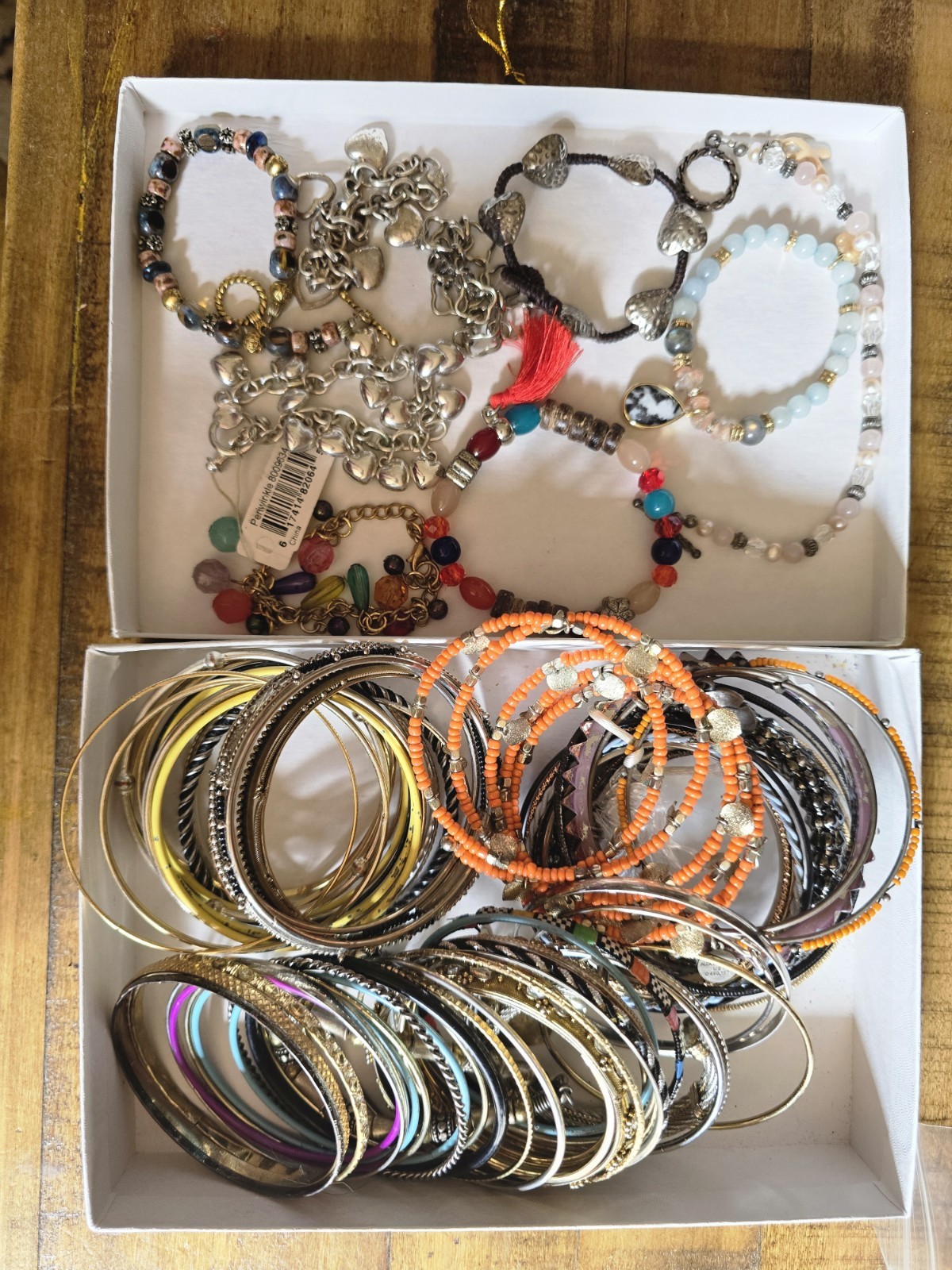 Lot of 75 Fancy Bangles Bead Bracelets Gold/Silver Tone Wearable Fashion Jewelry