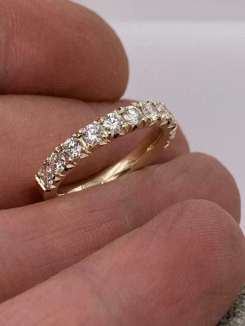 2Ct Moissanite Round Cut Anniversary Wedding Band Ring 14k Yellow Gold Plated