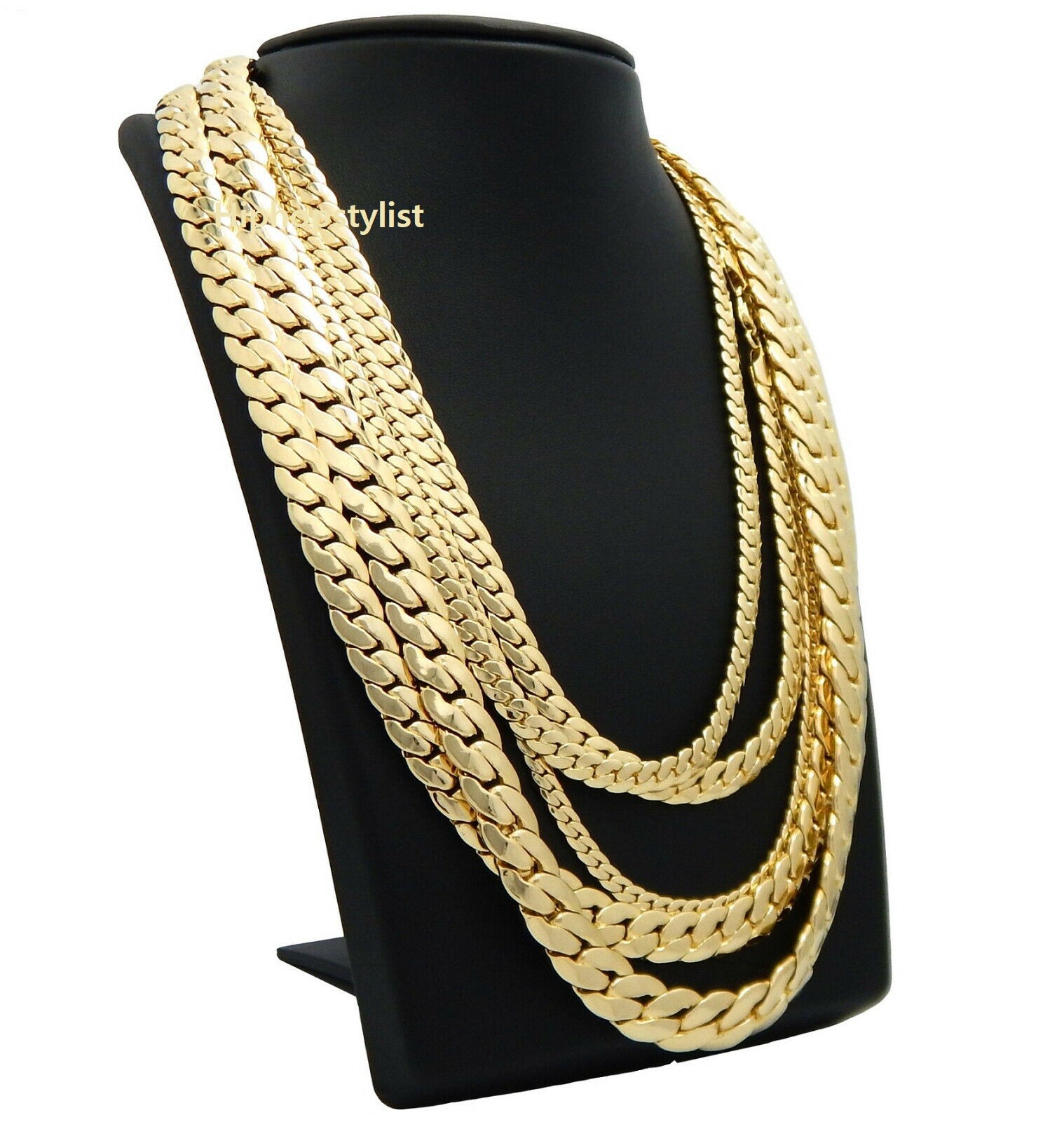 Mens Miami Cuban link Chain 4mm to 12mm 8″ 9″ 20″ 22″ 24″ 26″ 30″ Gold Plated