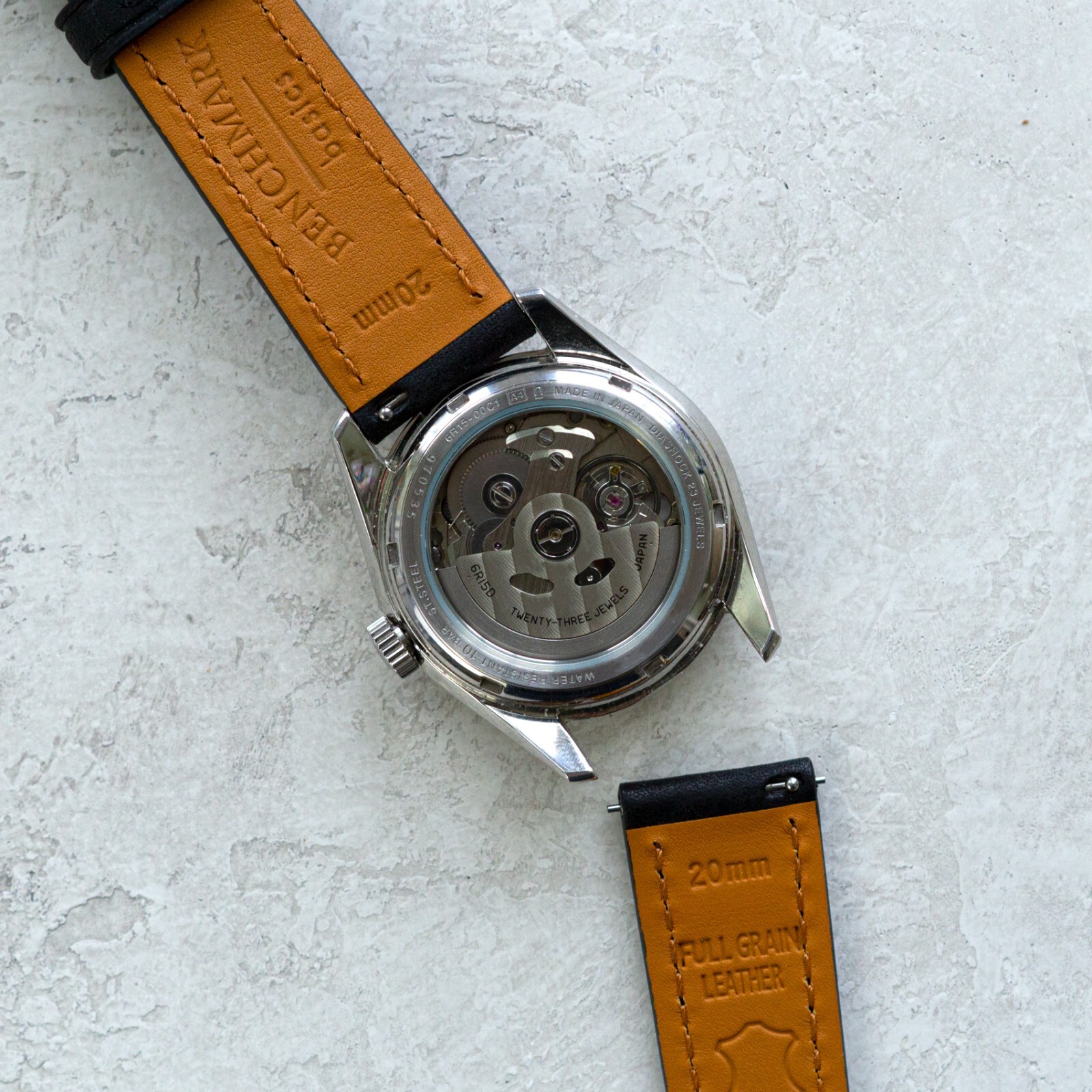 Italian Leather Watch Band – Full-Grain Leather – Cognac – 18, 20 or 22mm