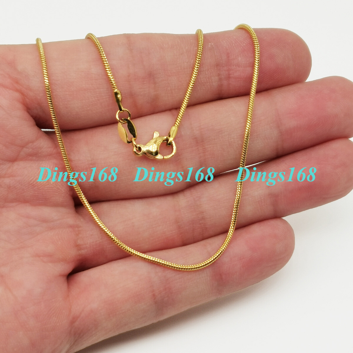 Men&Women’s 18K Gold Filled Tarnish-Free Classic 1.6mm Wide Snake Chain Necklace