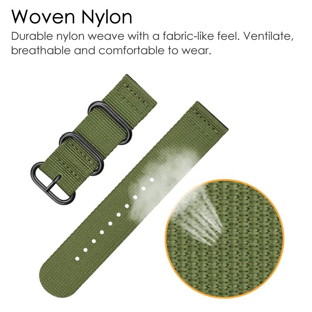 18mm 20mm 22mm 24mm Military Canvas Nylon Wrist Watch Band Strap Bracelet Sport