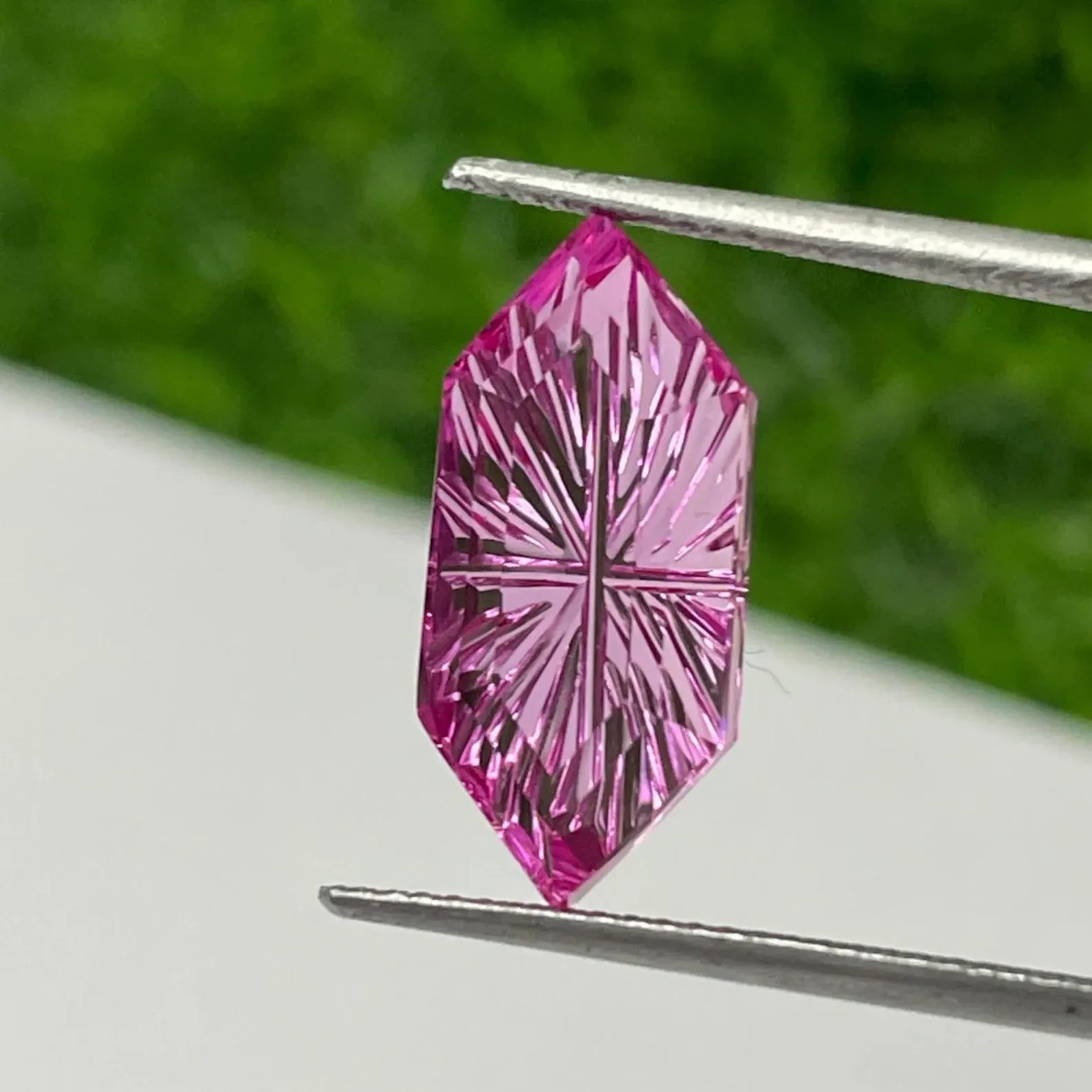 Natural Pink Fantasy Cut Gemstone – 16 Ct+ Precision Carved Designer Loose