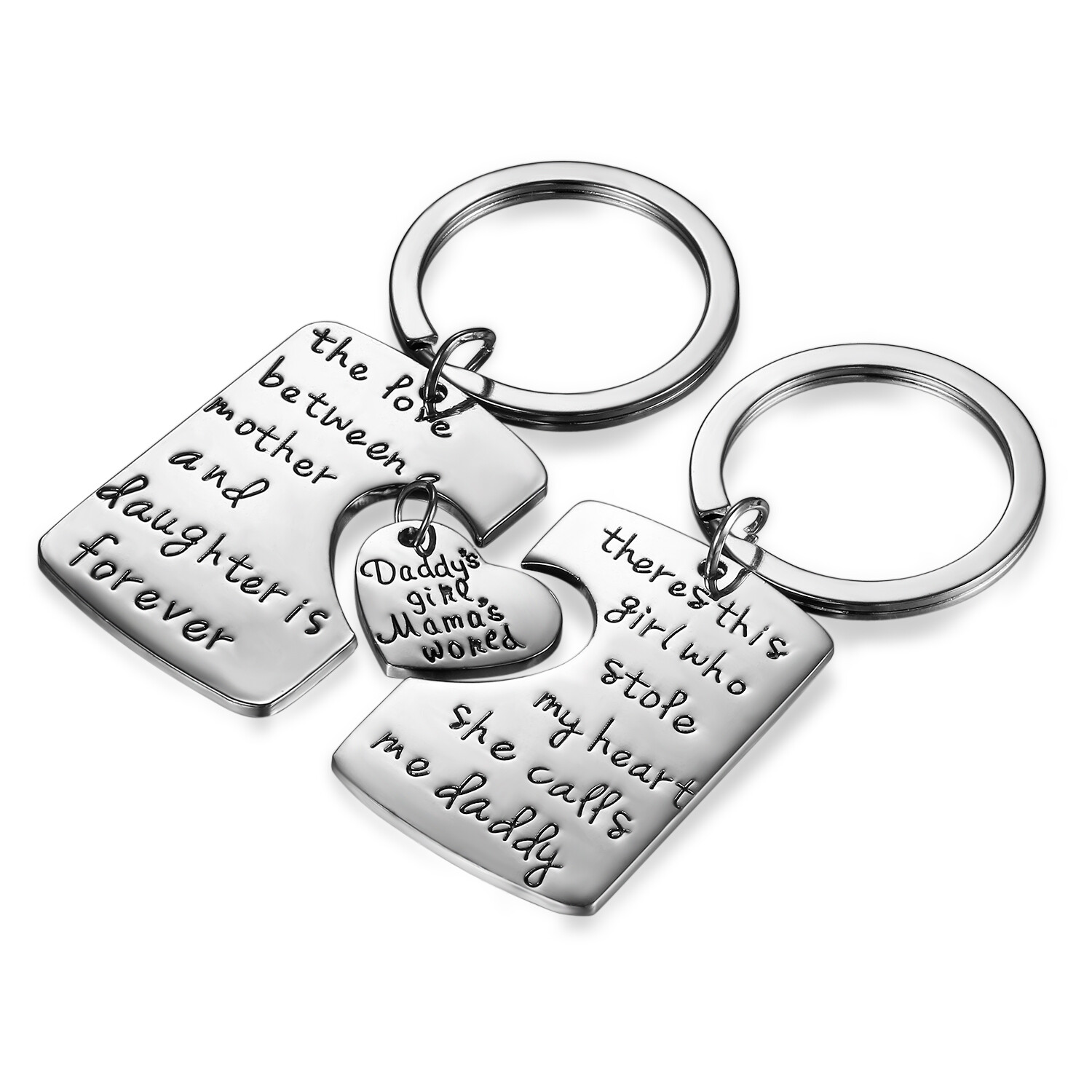 3Pcs Dad Daughter Mommy Keychain Pendant Necklace Family Jewelry Birthday Gift