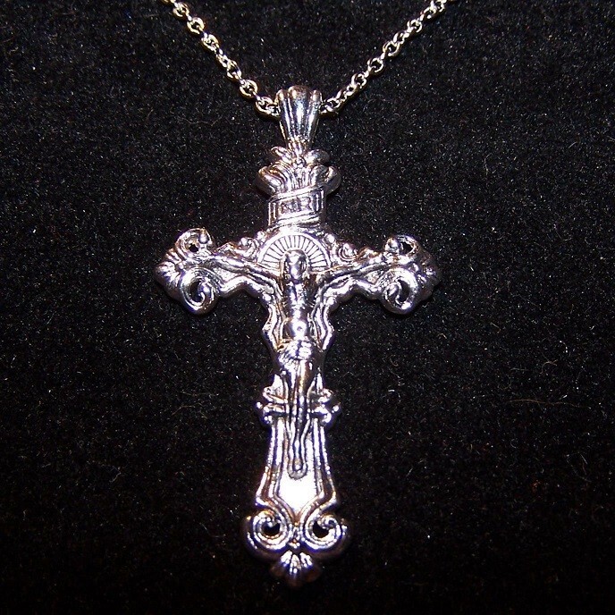 925 Sterling Silver 3D Christian Jesus Christ Cross Catholic Crucifix Necklace