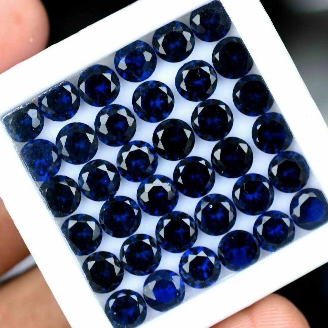 50 PCS Natural Sapphire Gemstone Certified Ceylon Blue Round Shape 6 MM Lot