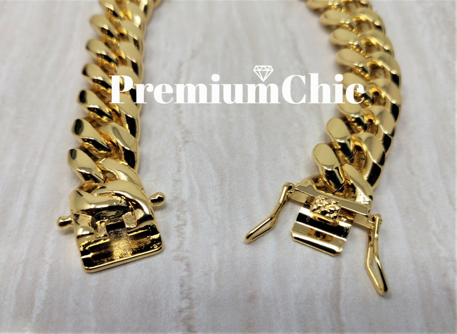 Mens Miami Cuban Link Chain HEAVY 18k or 14k Gold Plated Stainless Steel