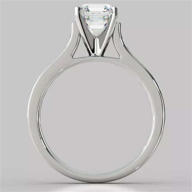 2.62 Ct Asscher Simulated Diamond Engagement Band Set 14K White Gold Plated