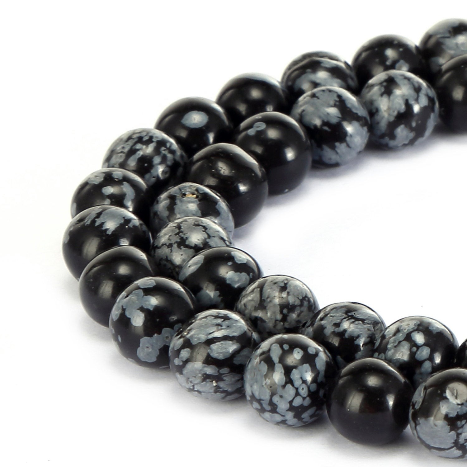 Snowflake Obsidian Smooth Round Beads 2mm 4mm 6mm 8mm 10mm 12mm 15.5″ Strand