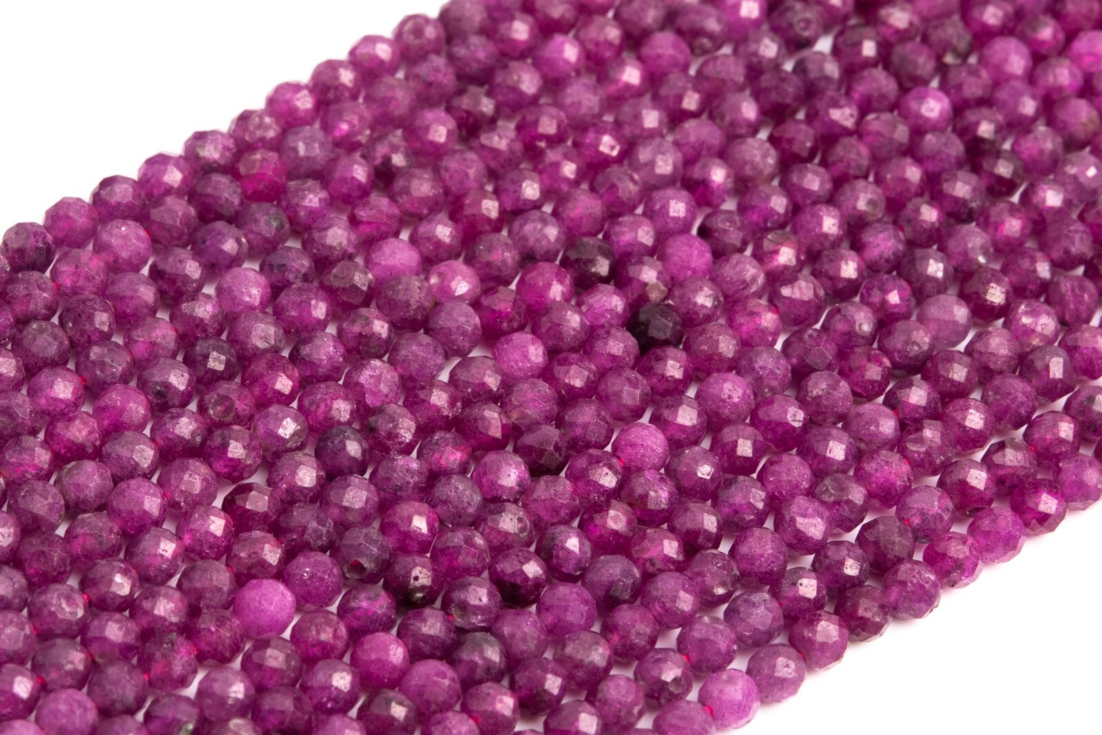 Genuine Natural Purple Red Ruby Beads Grade A Faceted Round Loose Beads 3/4MM