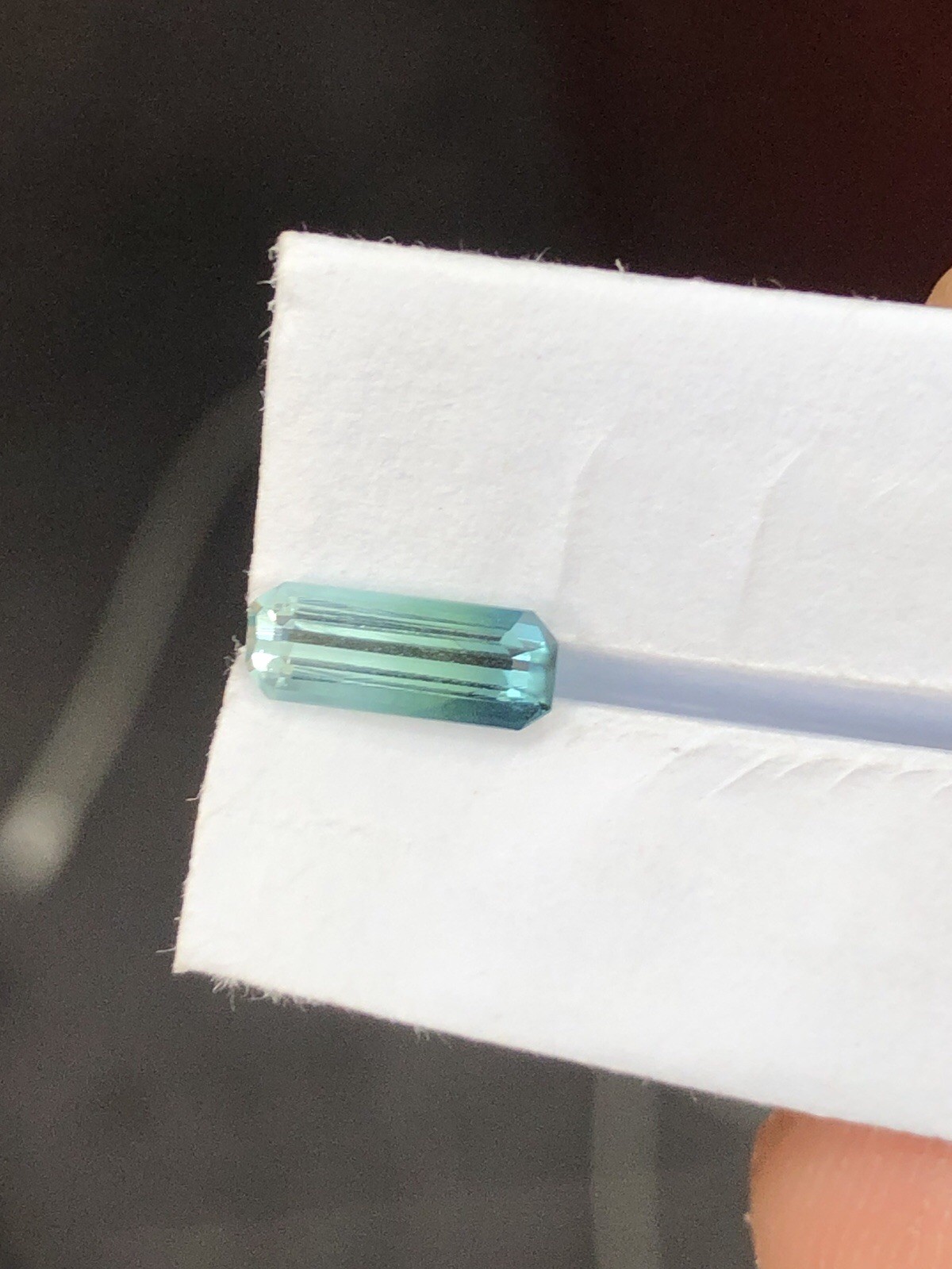 Seafoam Tourmaline Emerald Cut From Afghanistan Bi color zone