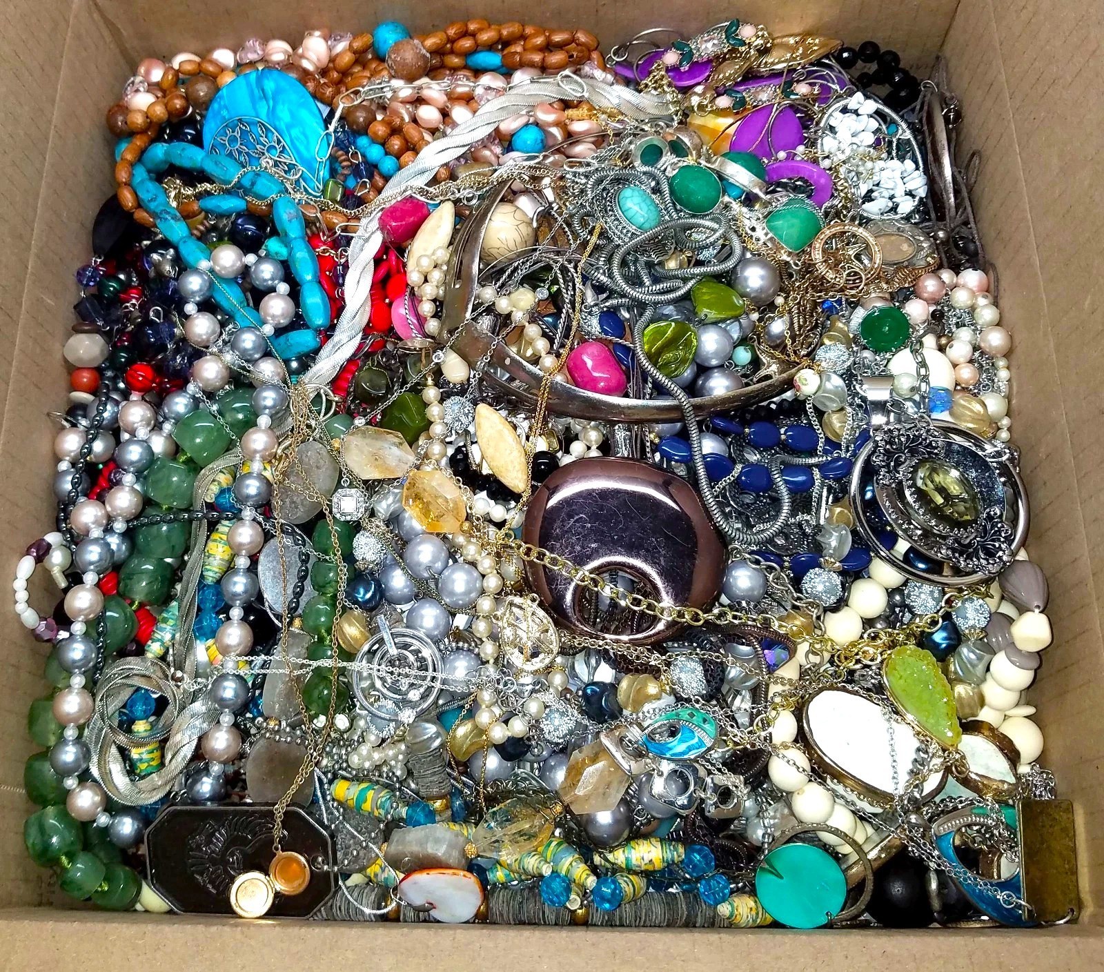 Tangled Unsearched Huge Jewelry Lot VTG Vintage & Mod Junk & Good Mix Resell Fun