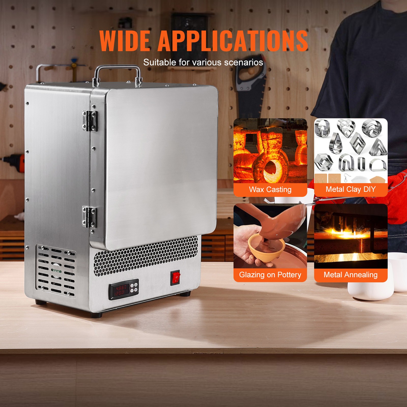 Uimoso Tabletop Electric Kiln 1500W 2192℉ for Wax, Casting, and Clay Projects