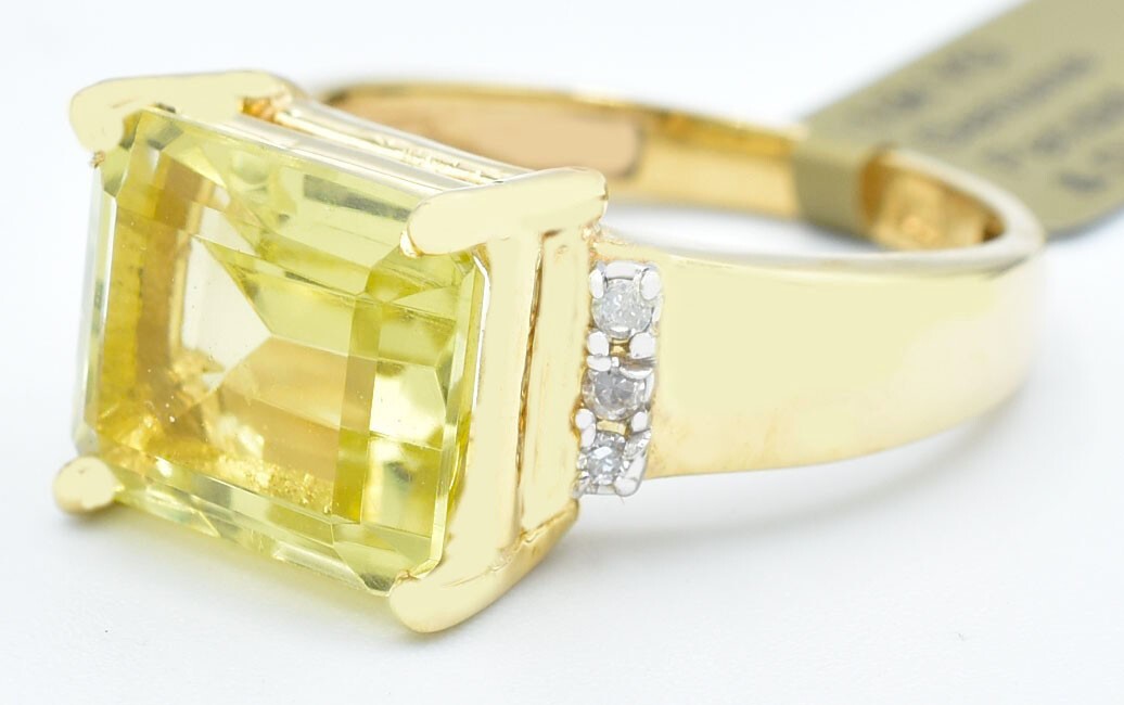 GENUINE 7.28 Cts PERIDOT & DIAMOND RING 10k YELLOW GOLD – Free Appraisal Service