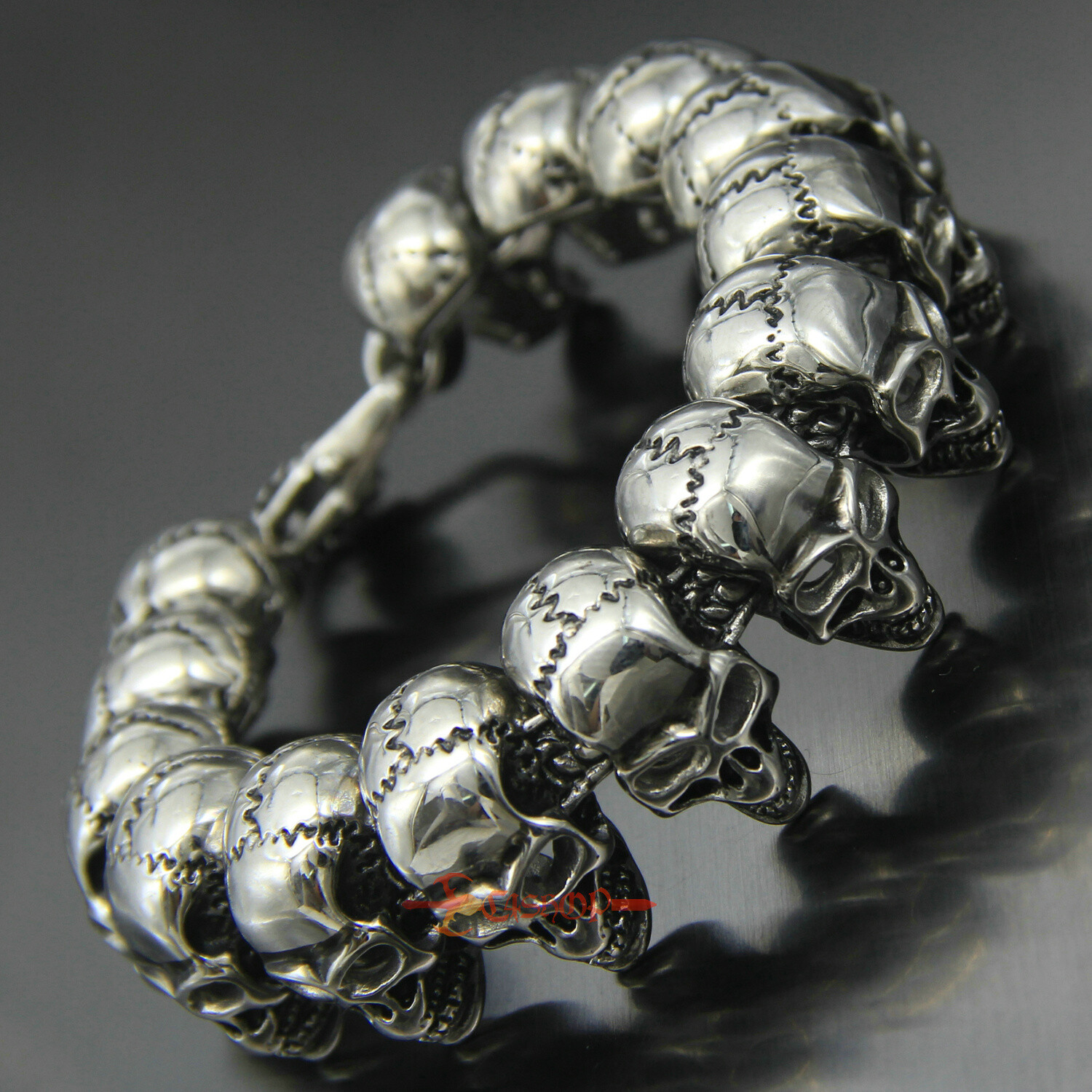 Men’s Heavy 316L Stainless Steel Skull Head Chain Necklace Gothic Biker Bracelet