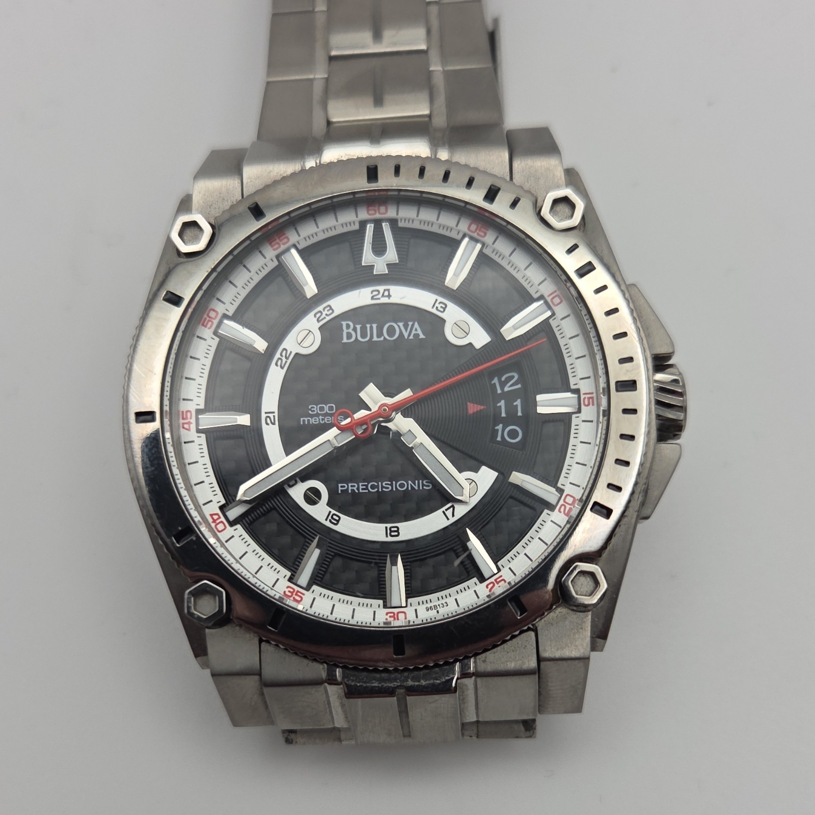 Bulova Precisionist Men’s 46mm Titanium Quartz 300m Black Carbon Dial
