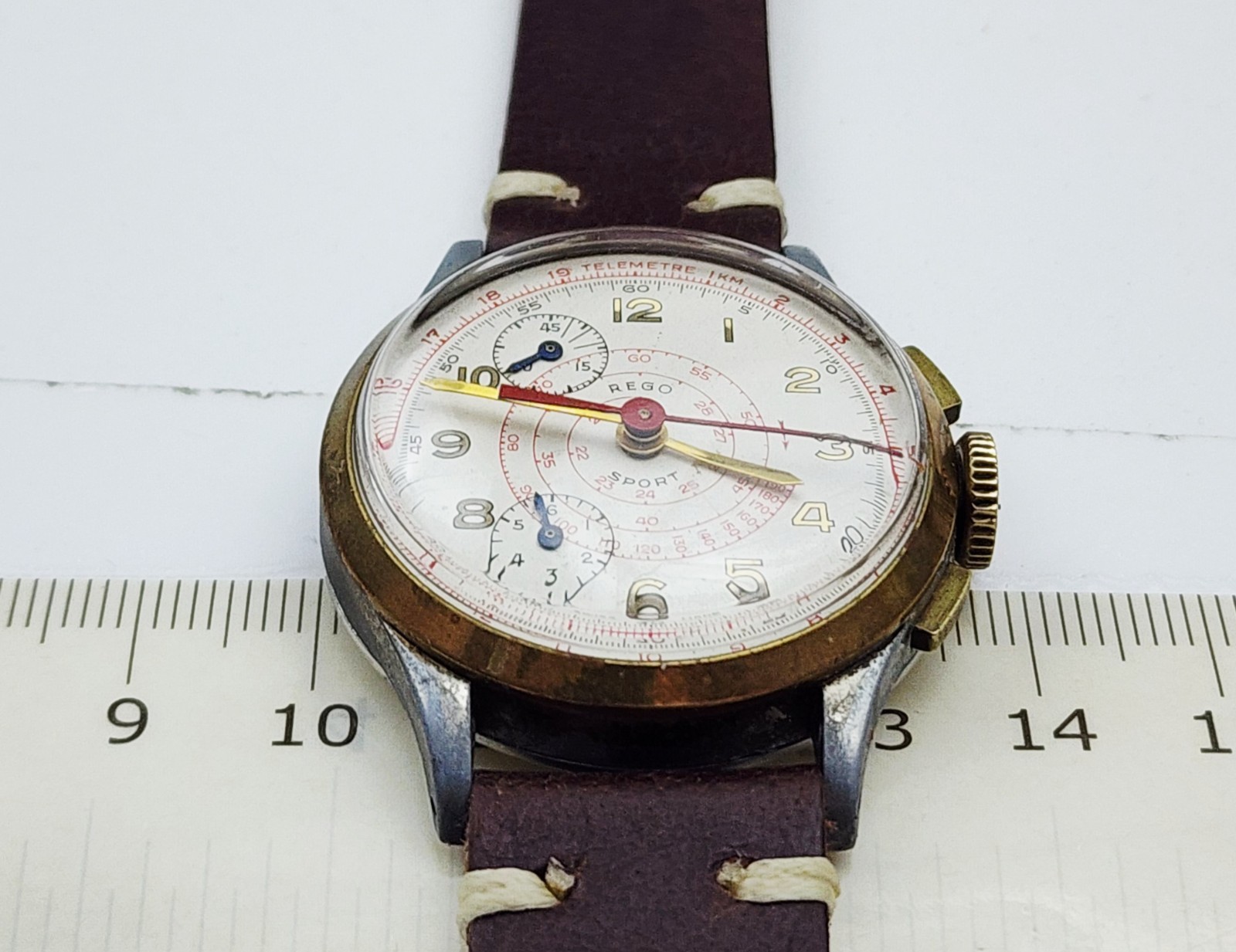 RARE Men’s SWISS Vintage 60’s CHRONOGRAPH Watch REGO Cal.147. Manual Wind