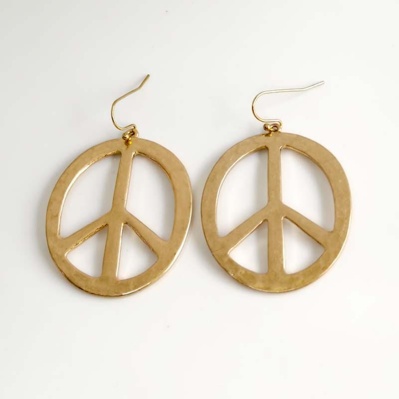 Robert Lee Morris Peace Sign Statement Drop Earrings Women Party Holiday Jewelry