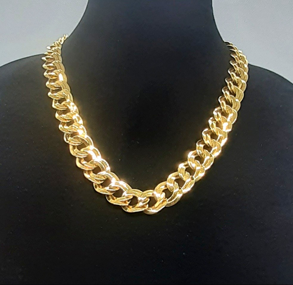 Vintage Signed Monet Gold-Tone 18-20” Double Curb Link Chain Necklace