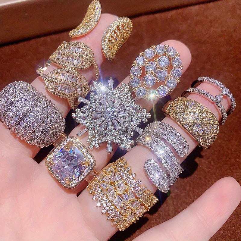 10-30pcs Vintage Luxury Crystal Ring Set Fashion Band Statement Jewelry Bulk