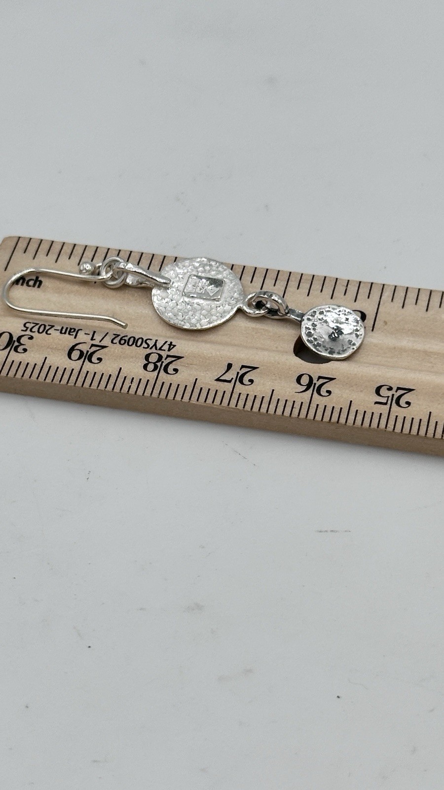 Silpada 925 Sterling Silver Textured Disc Dangle Earrings NOS Artisan Modern